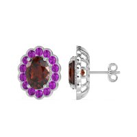 Floral Art-Deco Halo Stud Earrings