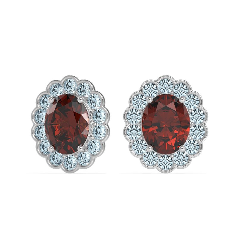 Floral Art-Deco Halo Stud Earrings