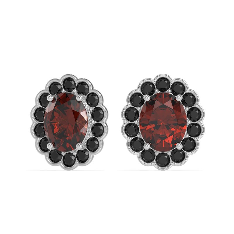 Floral Art-Deco Halo Stud Earrings