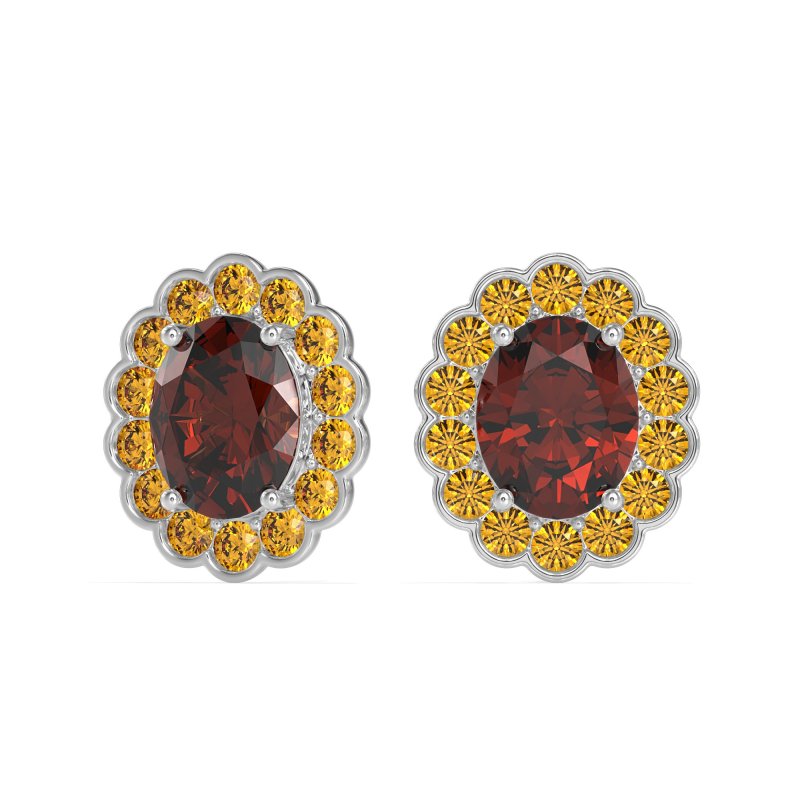 Floral Art-Deco Halo Stud Earrings