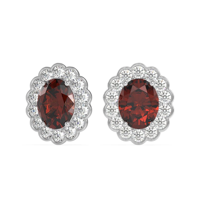 Floral Art-Deco Halo Stud Earrings