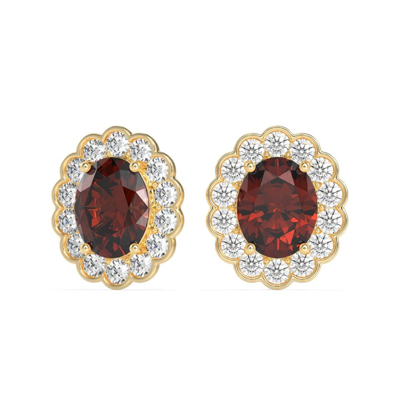 Floral Art-Deco Halo Stud Earrings