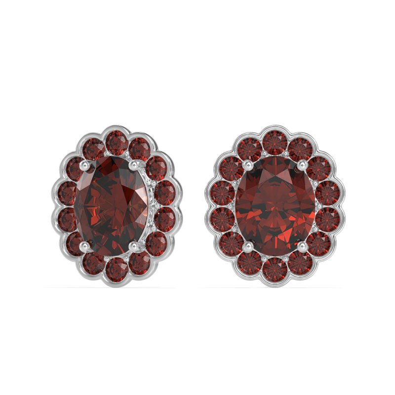 Floral Art-Deco Halo Stud Earrings