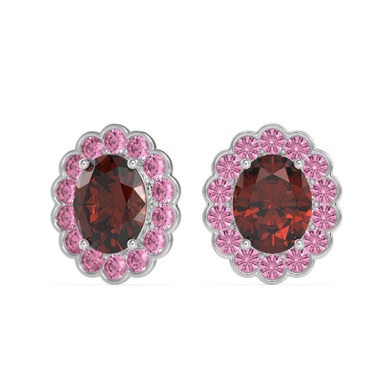 Floral Art-Deco Halo Stud Earrings