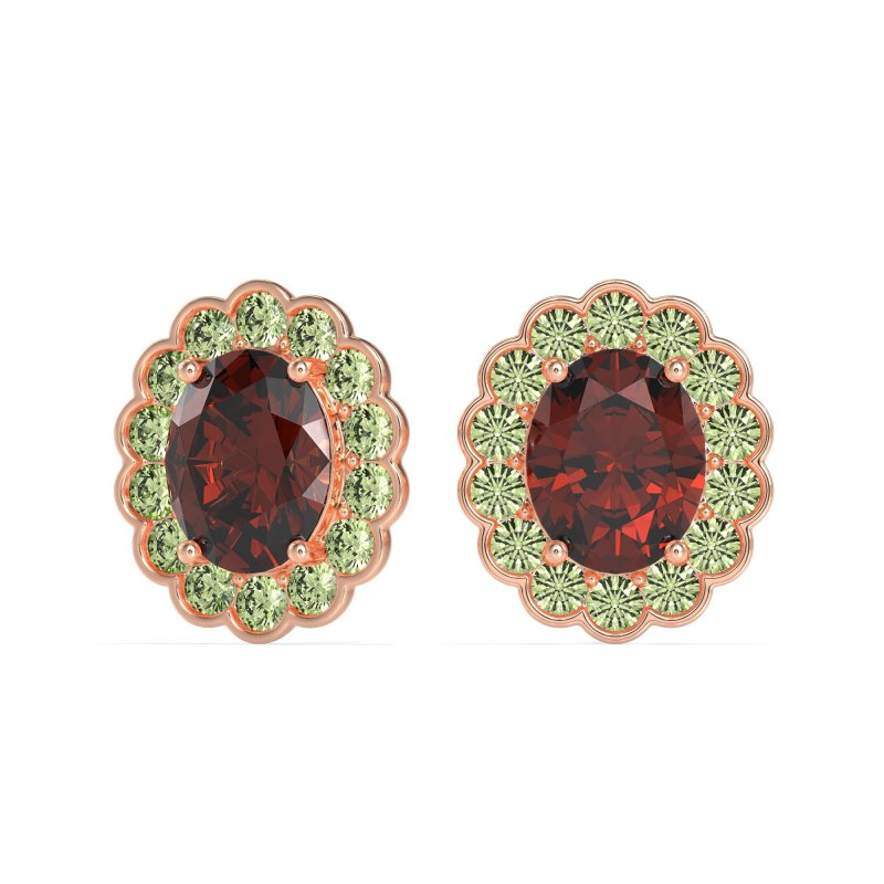 Floral Art-Deco Halo Stud Earrings