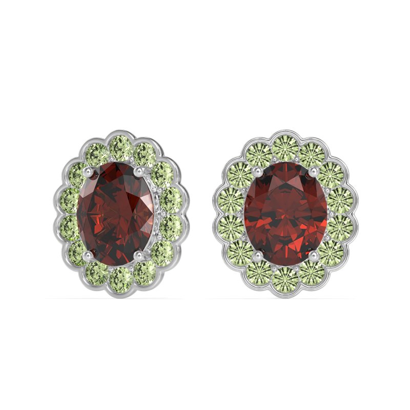 Floral Art-Deco Halo Stud Earrings