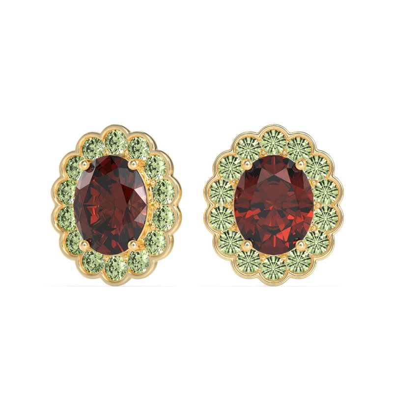 Floral Art-Deco Halo Stud Earrings