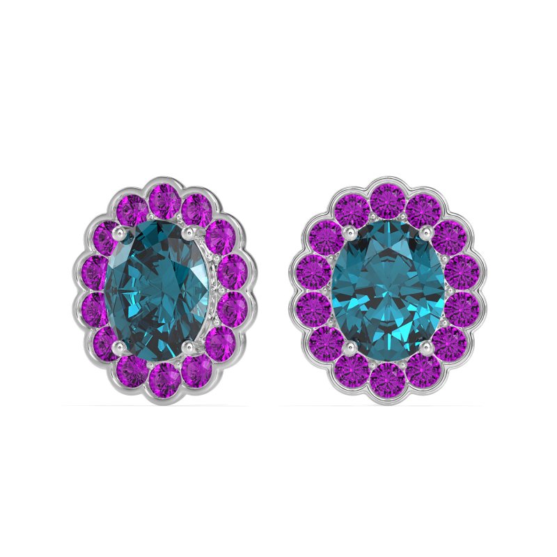 Floral Art-Deco Halo Stud Earrings