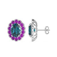 Floral Art-Deco Halo Stud Earrings