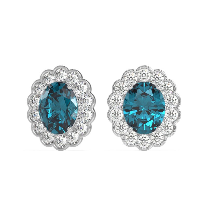 Floral Art-Deco Halo Stud Earrings