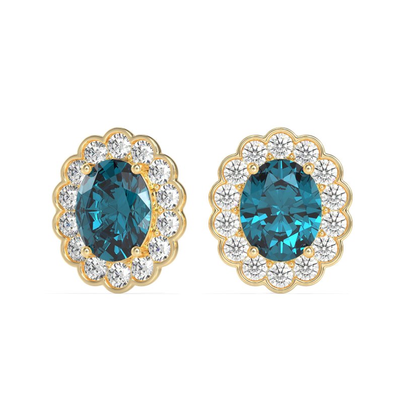 Floral Art-Deco Halo Stud Earrings
