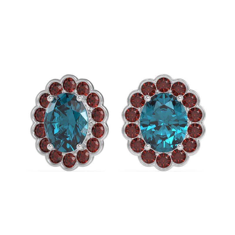 Floral Art-Deco Halo Stud Earrings