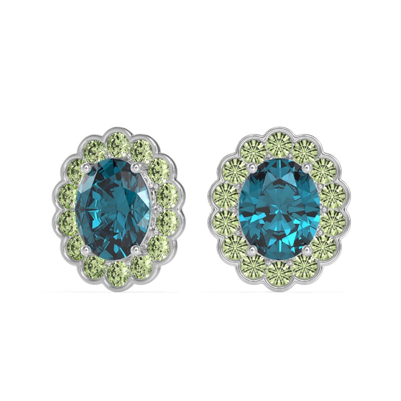 Floral Art-Deco Halo Stud Earrings