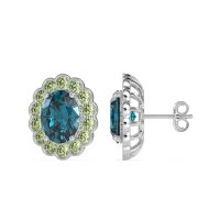 Floral Art-Deco Halo Stud Earrings