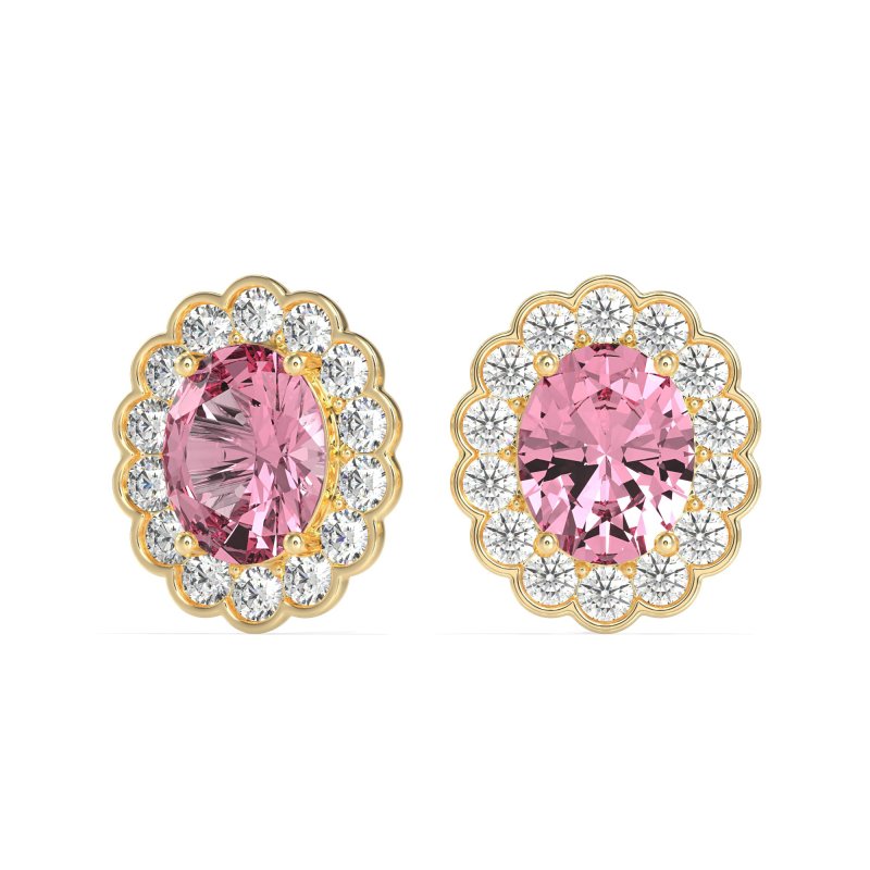 Floral Art-Deco Halo Stud Earrings
