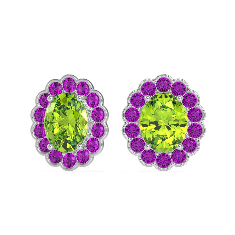Floral Art-Deco Halo Stud Earrings