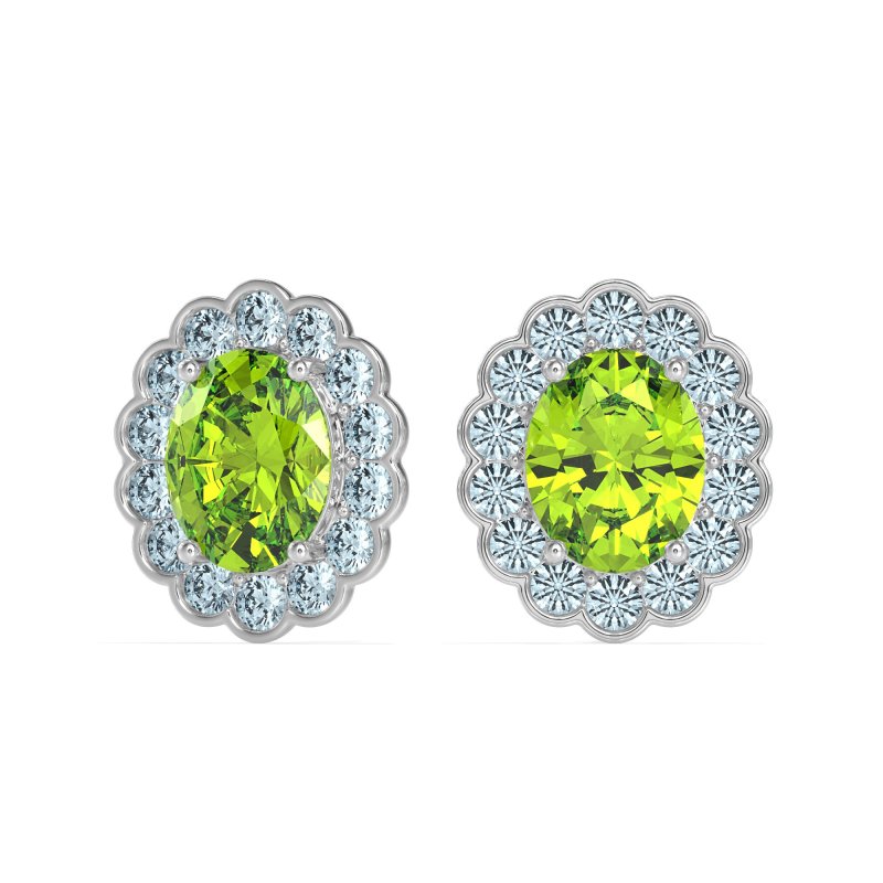 Floral Art-Deco Halo Stud Earrings