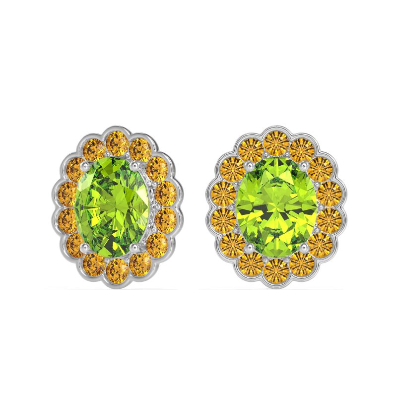 Floral Art-Deco Halo Stud Earrings