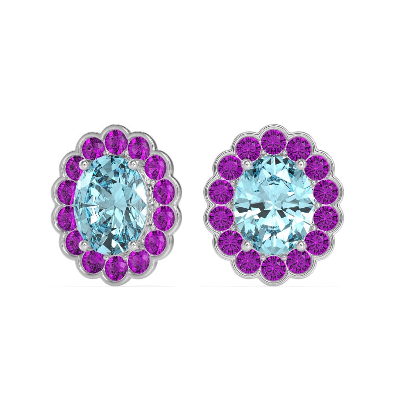 Floral Art-Deco Halo Stud Earrings