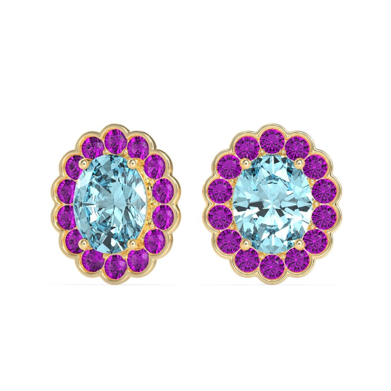 Floral Art-Deco Halo Stud Earrings