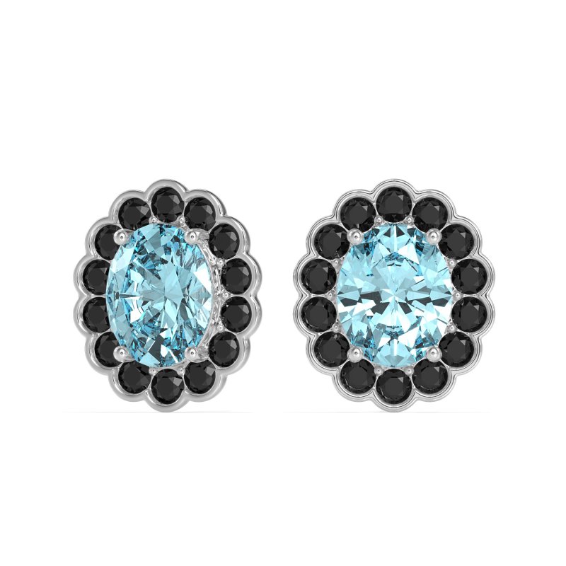 Floral Art-Deco Halo Stud Earrings