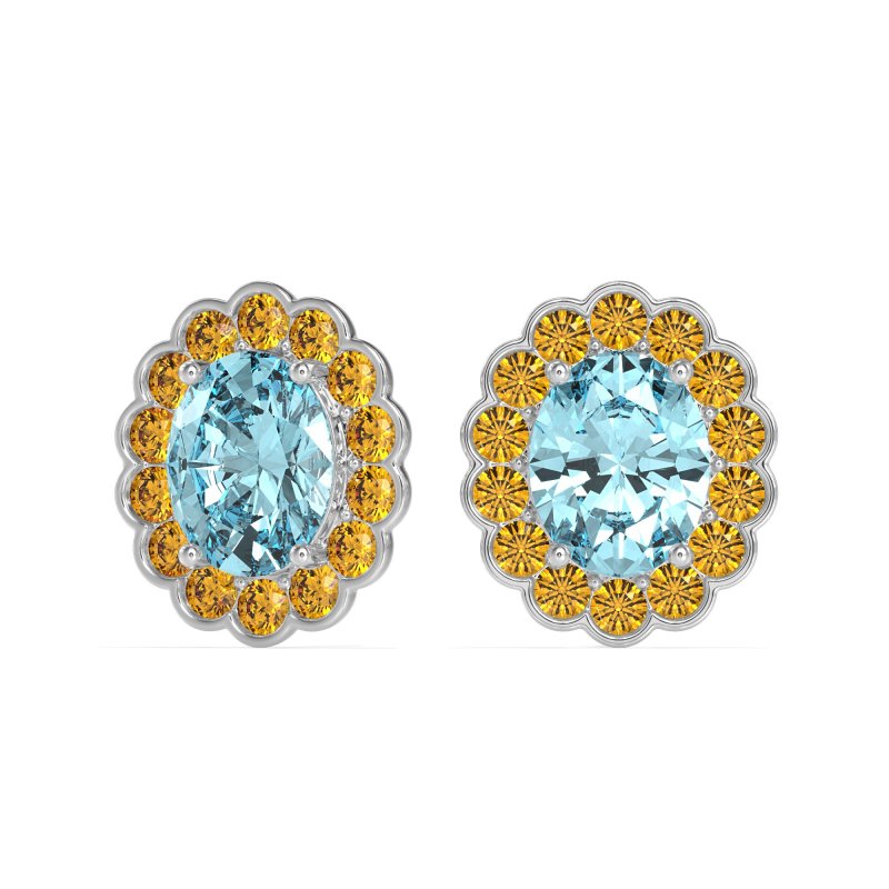 Floral Art-Deco Halo Stud Earrings