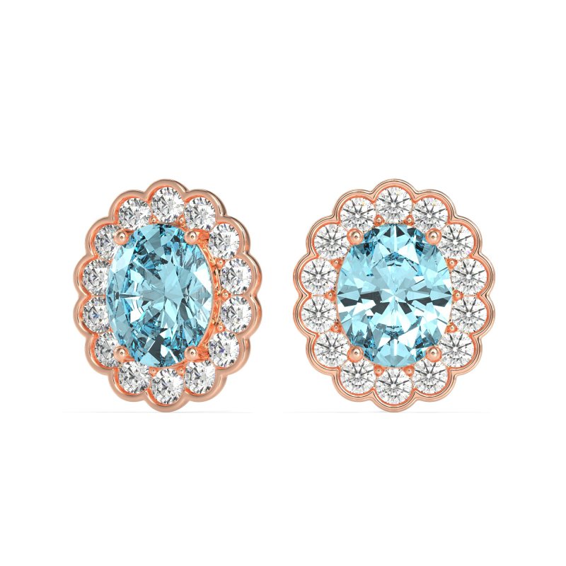 Floral Art-Deco Halo Stud Earrings