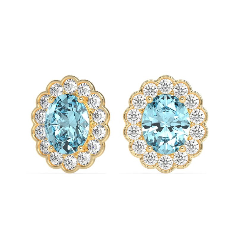 Floral Art-Deco Halo Stud Earrings