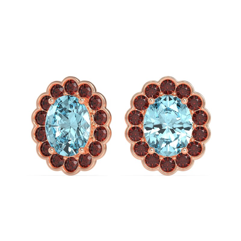 Floral Art-Deco Halo Stud Earrings