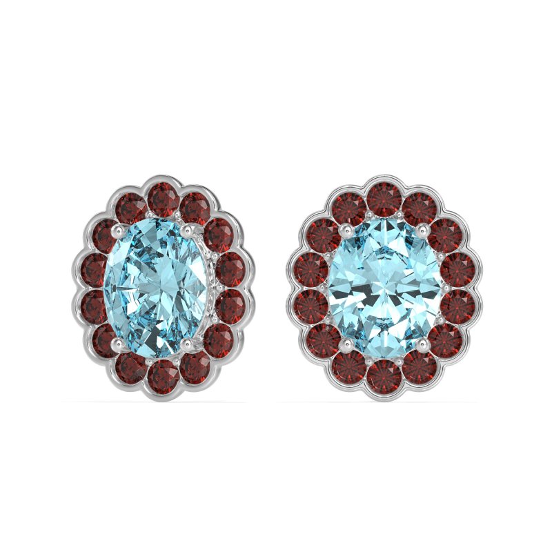 Floral Art-Deco Halo Stud Earrings