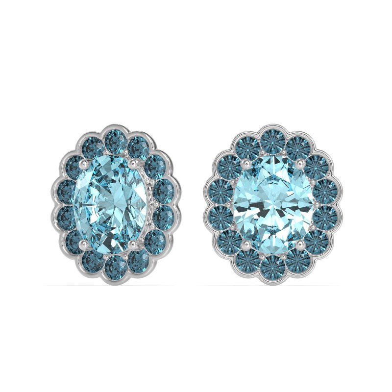 Floral Art-Deco Halo Stud Earrings