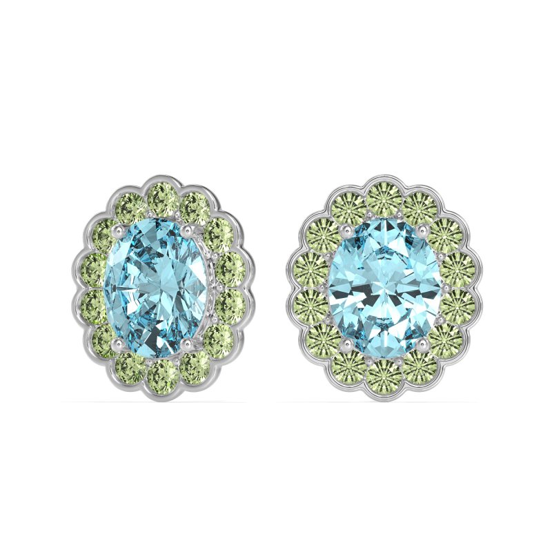 Floral Art-Deco Halo Stud Earrings