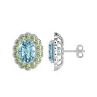 Floral Art-Deco Halo Stud Earrings