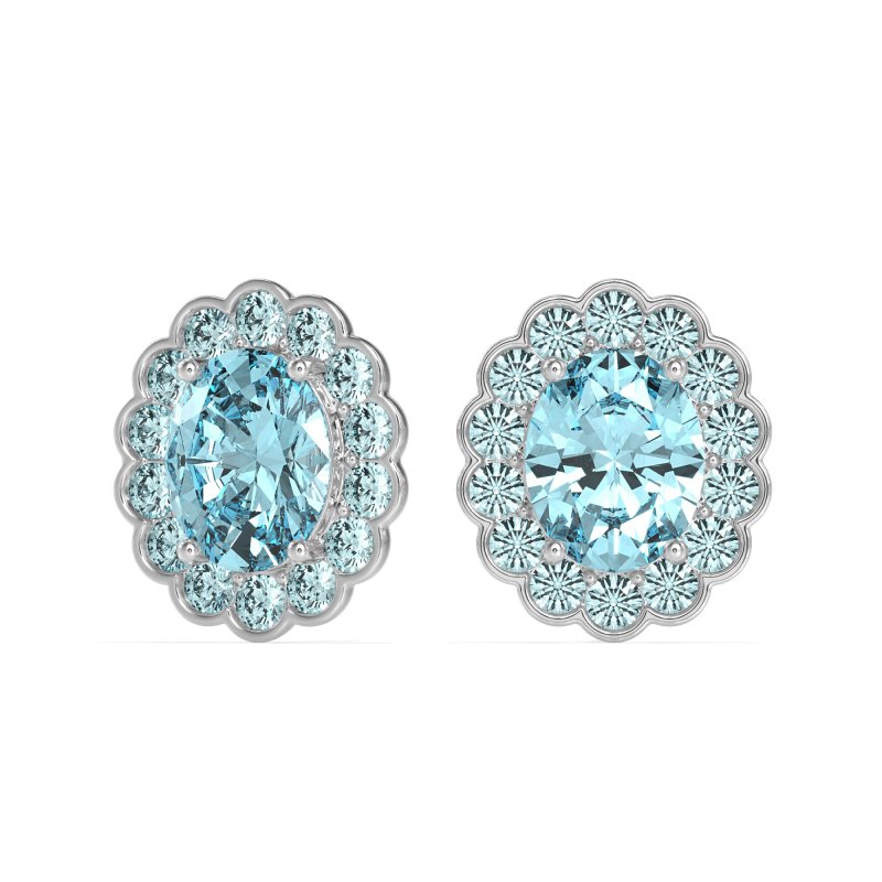Floral Art-Deco Halo Stud Earrings