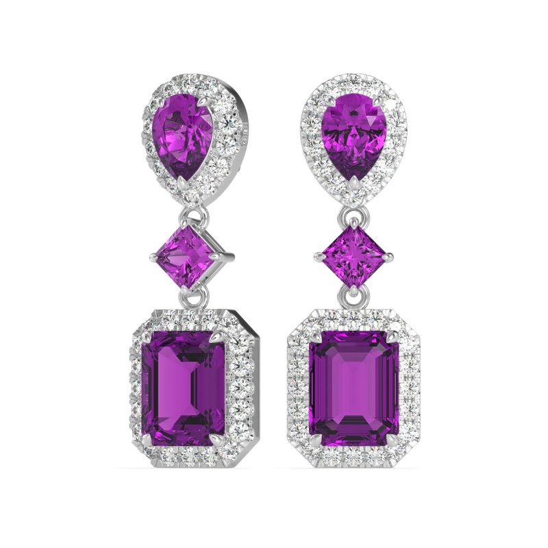 Multi Shape Halo Antique Dangle Earrings