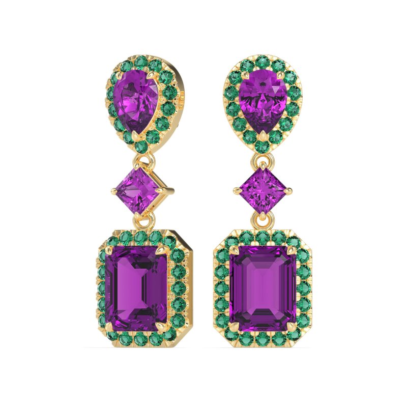 Multi Shape Halo Antique Dangle Earrings