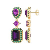 Multi Shape Halo Antique Dangle Earrings