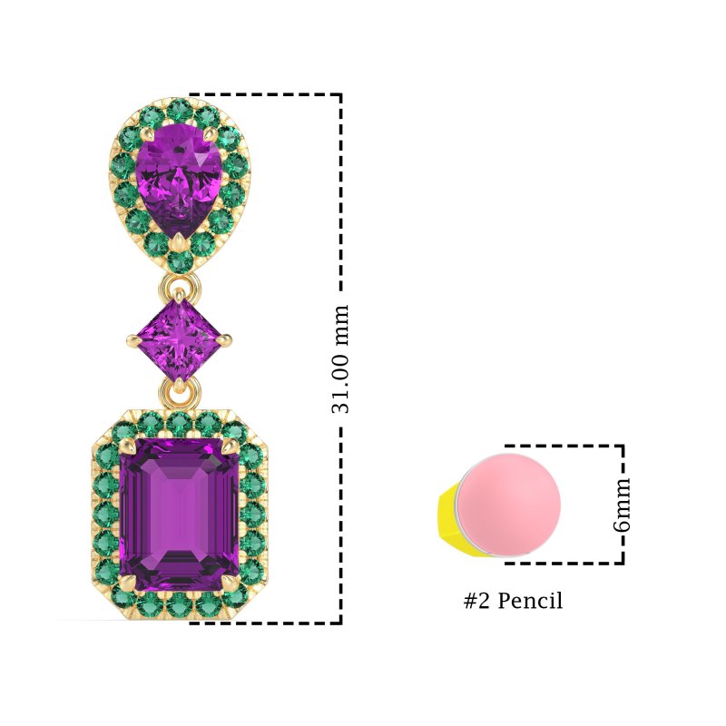 Multi Shape Halo Antique Dangle Earrings