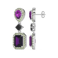 Multi Shape Halo Antique Dangle Earrings