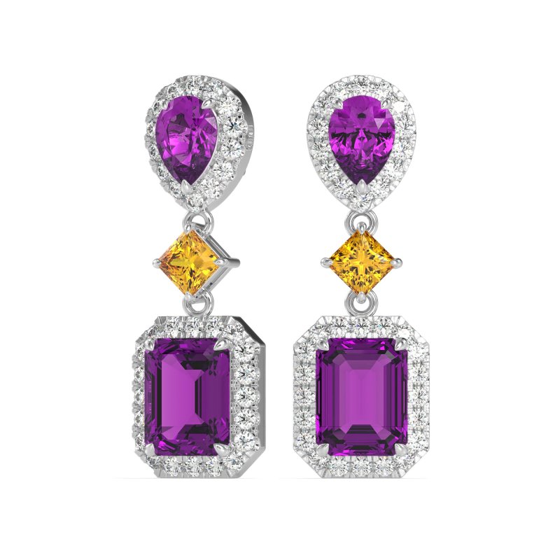 Multi Shape Halo Antique Dangle Earrings