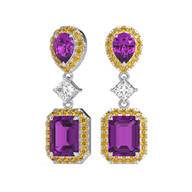 Multi Shape Halo Antique Dangle Earrings