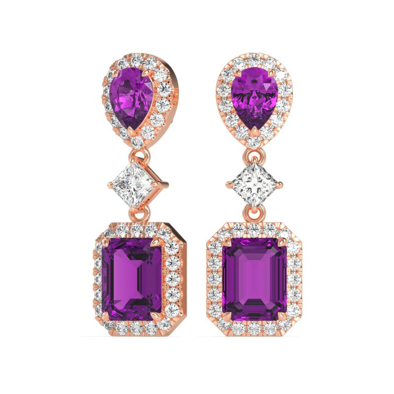 Multi Shape Halo Antique Dangle Earrings