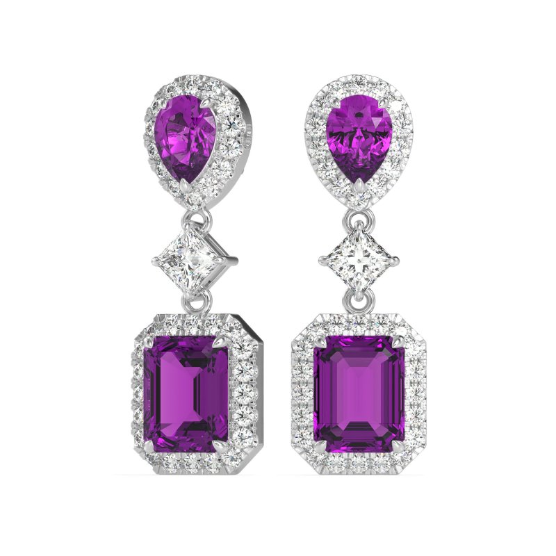 Multi Shape Halo Antique Dangle Earrings