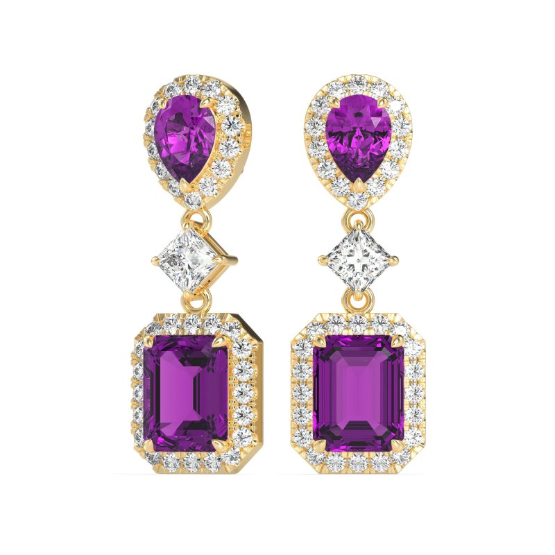 Multi Shape Halo Antique Dangle Earrings