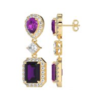 Multi Shape Halo Antique Dangle Earrings