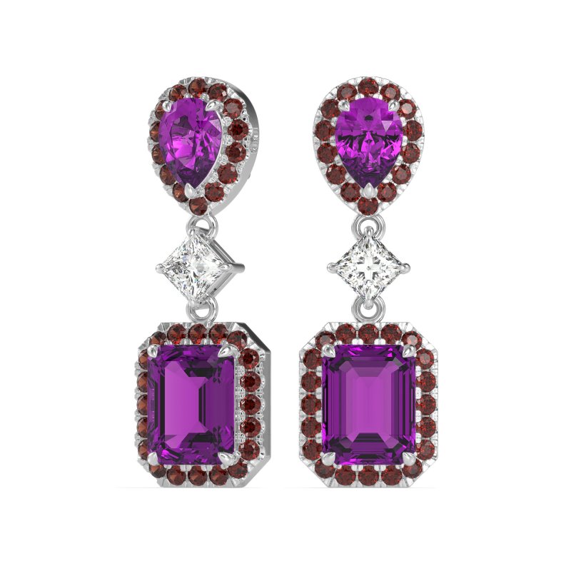 Multi Shape Halo Antique Dangle Earrings