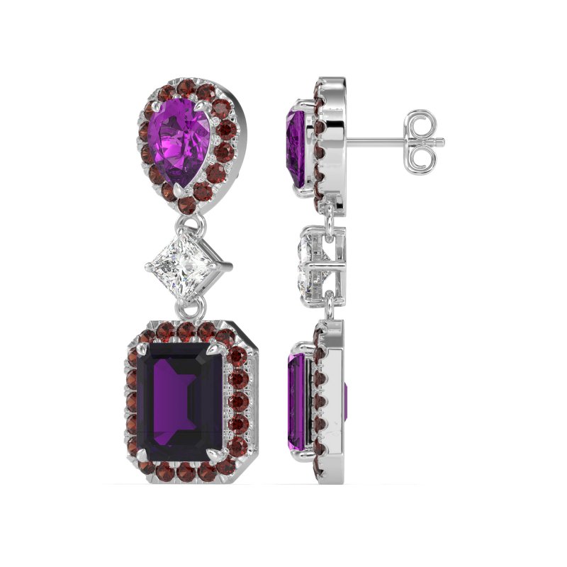 Multi Shape Halo Antique Dangle Earrings