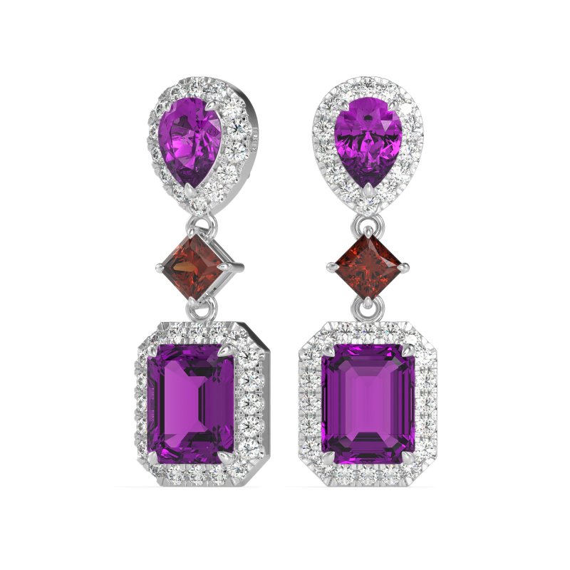 Multi Shape Halo Antique Dangle Earrings