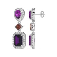 Multi Shape Halo Antique Dangle Earrings
