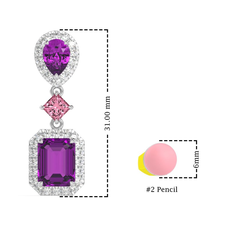 Multi Shape Halo Antique Dangle Earrings